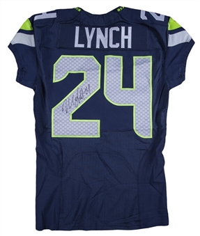 2013 Marshawn Lynch Preseason Game Used & Signed Seattle Seahawks Home Jersey